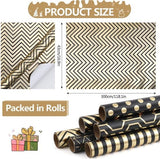 Darrahopens Occasions > Wrapping Paper & Gift Bags > Gift Bags Wrapping Paper Set - 6 Rolls Gold & Black Christmas - Includes Ribbon & Stickers - 43x300 cm Per Roll
