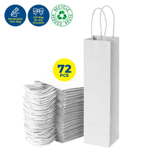 Darrahopens Occasions > Wrapping Paper & Gift Bags Party Central 72PCE Gift/Craft Paper Bottle Bags White Reusable 12 x 35cm