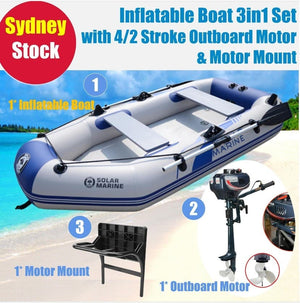 Darrahopens Outdoor > Boating Solar Marine 2.3M  Inflatable Boat + 4 Stroke Outboard Motor + Motor Mount 3in1 Set