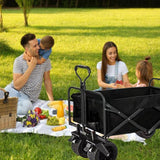 Darrahopens Outdoor > Camping 1PC Foldable Shopping Cart ( Black ), Heavy Duty Collapsible Wagon with All-Terrain 10cm Wheels, Load 150kg, Portable 160 Liter Large Capacity Beach Wagon, Camping, Garden, Beach Day, Picnics, Shopping, Outdoor Grocery Cart with Adjustable Handle