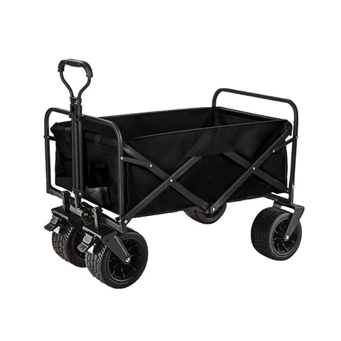 Darrahopens Outdoor > Camping 1PC Foldable Shopping Cart ( Black ), Heavy Duty Collapsible Wagon with All-Terrain 10cm Wheels, Load 150kg, Portable 160 Liter Large Capacity Beach Wagon, Camping, Garden, Beach Day, Picnics, Shopping, Outdoor Grocery Cart with Adjustable Handle