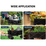 Darrahopens Outdoor > Camping 1PC Foldable Shopping Cart ( Khaki ), Heavy Duty Collapsible Wagon with All-Terrain 10cm Wheels, Load 150kg, Portable 160 Liter Large Capacity Beach Wagon, Camping, Garden, Beach Day, Picnics, Shopping, Outdoor Grocery Cart with Adjustable Handle