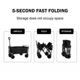 Darrahopens Outdoor > Camping 1PC Foldable Shopping Cart ( Khaki ), Heavy Duty Collapsible Wagon with All-Terrain 10cm Wheels, Load 150kg, Portable 160 Liter Large Capacity Beach Wagon, Camping, Garden, Beach Day, Picnics, Shopping, Outdoor Grocery Cart with Adjustable Handle