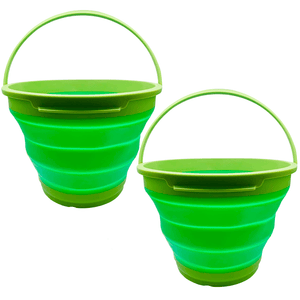 Darrahopens Outdoor > Camping 2x 7L Foldable Collapsible Silicone Bucket for Hiking/Camping/Fishing - Green