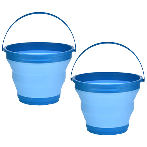 Darrahopens Outdoor > Camping 2x 7L Foldable Collapsible Silicone Bucket for Home/Hiking/Camping/Fishing -Blue
