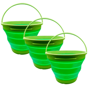 Darrahopens Outdoor > Camping 3x 7L Foldable Collapsible Silicone Bucket for Hiking/Camping/Fishing - Green