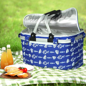 Darrahopens Outdoor > Camping Alfresco Large Folding Picnic Bag Basket Hamper Camping Hiking Insulated Lunch Cooler