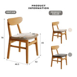 Darrahopens Outdoor Dining Chairs Kitchen Chair Natural Wood Linen Fabric Cafe Lounge Chairs