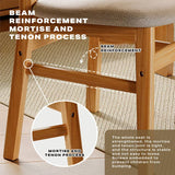 Darrahopens Outdoor Dining Chairs Kitchen Chair Natural Wood Linen Fabric Cafe Lounge Chairs