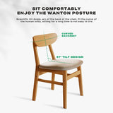 Darrahopens Outdoor Dining Chairs Kitchen Chair Natural Wood Linen Fabric Cafe Lounge Chairs