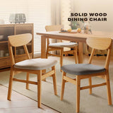 Darrahopens Outdoor Dining Chairs Kitchen Chair Natural Wood Linen Fabric Cafe Lounge Chairs
