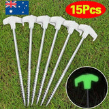 Darrahopens Outdoor > Others 15PCS/set Tent Pegs Heavy Duty Screw Steel In Ground Camping Stakes Outdoor Nail
