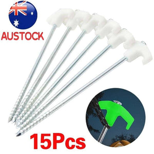 Darrahopens Outdoor > Others 15PCS/set Tent Pegs Heavy Duty Screw Steel In Ground Camping Stakes Outdoor Nail
