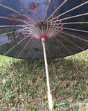 Darrahopens Outdoor > Others PARASOL UMBRELLA Chinese Japanese Bamboo Flower Pattern Fabric 80cm Diameter - Black