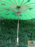 Darrahopens Outdoor > Others PARASOL UMBRELLA Chinese Japanese Bamboo Flower Pattern Fabric 80cm Diameter - Light Green