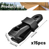 Darrahopens Outdoor Recreation > Boating > Boating Accessories Heavy Duty Tarpaulin Clamps Black 15 Pieces for Tents Camping Boat Covers