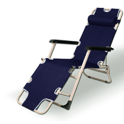 Darrahopens Outdoor Recreation > Boating > Boating Accessories Reclining Sun Beach Deck Lounge Chair Outdoor Folding Camping Fishing Arm Rest - navy