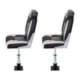 Darrahopens Outdoor Recreation > Boating > Boating Accessories Seamanship 2X Folding Boat Seats with 2X Adjustable Pedestals 34–46cm Marine Seat Swivel High Back 12cm Padding Black