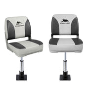 Darrahopens Outdoor Recreation > Boating > Boating Accessories Seamanship 2X Folding Boat Seats with 2X Adjustable Pedestals 34–46cm Marine Swivel Low Back 13cm Padding Charcoal