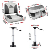 Darrahopens Outdoor Recreation > Boating > Boating Accessories Seamanship 2X Folding Boat Seats with 2X Adjustable Pedestals 34–46cm Marine Swivel Low Back 13cm Padding Charcoal