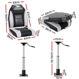 Darrahopens Outdoor Recreation > Boating > Boating Accessories Seamanship 2X Folding Boat Seats with 2X Adjustable Pedestals 55–75cm Marine Seat Swivel High Back 12cm Padding Black