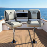 Darrahopens Outdoor Recreation > Boating > Boating Accessories Seamanship 2X Folding Boat Seats with 2X Adjustable Pedestals 55–75cm Marine Swivel Low Back 13cm Padding Charcoal