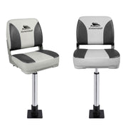 Darrahopens Outdoor Recreation > Boating > Boating Accessories Seamanship 2X Folding Boat Seats with 2X Adjustable Pedestals 55–75cm Marine Swivel Low Back 13cm Padding Charcoal