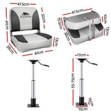 Darrahopens Outdoor Recreation > Boating > Boating Accessories Seamanship 2X Folding Boat Seats with 2X Adjustable Pedestals 55–75cm Marine Swivel Low Back 13cm Padding Charcoal