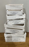 Darrahopens Outdoor Recreation > Boating > Boating Accessories Set 4 Vintage Home Wood Crate White Wash 40x20cm