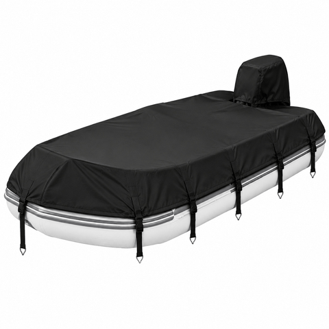 Darrahopens Outdoor Recreation > Boating > Boating Accessories Trailerable 600D Oxford Pontoon Boat Cover with Integrated Attached Motor Hood, One‑Piece All‑In‑One Waterproof UV‑Resistant Boat Protector(19-21FT(763*450cm)) In Australia - Darrahopens
