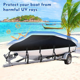 Darrahopens Outdoor Recreation > Boating > Boating Accessories Trailerable Boat Cover – Heavy Duty Waterproof Tarp with Storage Bag, Designed for V-Hull, Fish & Ski, Runabout, Bass & Fishing Boats,14-16FTSilver