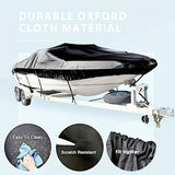 Darrahopens Outdoor Recreation > Boating > Boating Accessories Trailerable Boat Cover – Heavy Duty Waterproof Tarp with Storage Bag, Designed for V-Hull, Fish & Ski, Runabout, Bass & Fishing Boats,14-16FTSilver