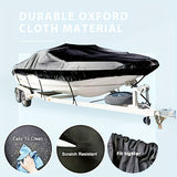 Darrahopens Outdoor Recreation > Boating > Boating Accessories Trailerable Boat Cover – Heavy Duty Waterproof Tarp with Storage Bag, Designed for V-Hull, Fish & Ski, Runabout, Bass & Fishing Boats,17-20FTSilver