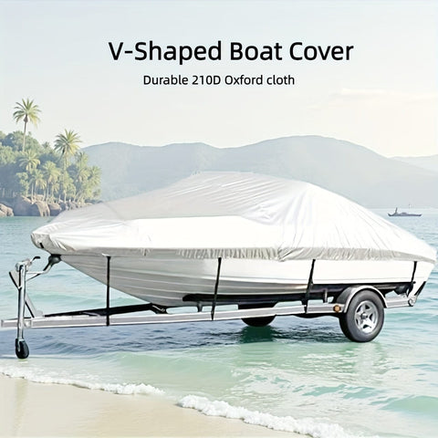 Darrahopens Outdoor Recreation > Boating > Boating Accessories Trailerable Boat Cover – Heavy Duty Waterproof Tarp with Storage Bag, Designed for V-Hull, Fish & Ski, Runabout, Bass & Fishing Boats,21-24FTSilver