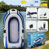 Darrahopens Outdoor Recreation > Boating > Canoes & Kayaks 2-Person Inflatable Boat: 190x100cm Thick PVC Raft for Lakes/Pools – 180kg Capacity with Oars & Pump