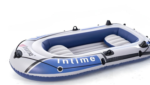 Darrahopens Outdoor Recreation > Boating > Canoes & Kayaks 3-Person Inflatable Boat: Thick PVC Raft for Lakes/Pools – 238kg Capacity with Oars & Pump