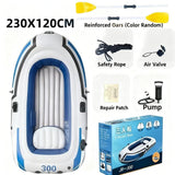Darrahopens Outdoor Recreation > Boating > Canoes & Kayaks 3-Person Inflatable Boat: Thick PVC Raft for Lakes/Pools – 238kg Capacity with Oars & Pump