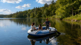 Darrahopens Outdoor Recreation > Boating > Canoes & Kayaks 3-Person Inflatable Boat: Thick PVC Raft for Lakes/Pools – 238kg Capacity with Oars & Pump