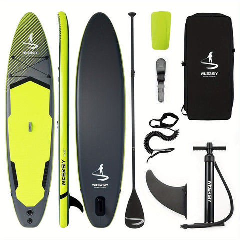 Darrahopens Outdoor Recreation > Boating > Canoes & Kayaks Inflatable vertical paddle set for water sports and surfing-including air pump, paddle, rope, backpack, fin box and maintenance tools.
