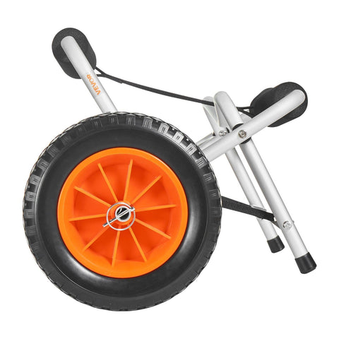 Darrahopens Outdoor Recreation > Boating > Canoes & Kayaks VEVOR Kayak Cart, 113.4 kg Load Capacity, Foldable Kayak Trolley with 25.4 cm Solid Rubber Tires & 1 Ratchet Strap, Paddle Board Trolley for Carrying Kayaks, Canoes, Paddleboards, Float Mats,Jon Boats