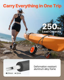 Darrahopens Outdoor Recreation > Boating > Canoes & Kayaks VEVOR Kayak Cart, 113.4 kg Load Capacity, Foldable Kayak Trolley with 25.4 cm Solid Rubber Tires & 1 Ratchet Strap, Paddle Board Trolley for Carrying Kayaks, Canoes, Paddleboards, Float Mats,Jon Boats