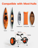 Darrahopens Outdoor Recreation > Boating > Canoes & Kayaks VEVOR Kayak Cart, 113.4 kg Load Capacity, Foldable Kayak Trolley with 25.4 cm Solid Rubber Tires & 1 Ratchet Strap, Paddle Board Trolley for Carrying Kayaks, Canoes, Paddleboards, Float Mats,Jon Boats