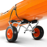 Darrahopens Outdoor Recreation > Boating > Canoes & Kayaks VEVOR Kayak Cart, 113.4 kg Load Capacity, Foldable Kayak Trolley with 25.4 cm Solid Rubber Tires & 1 Ratchet Strap, Paddle Board Trolley for Carrying Kayaks, Canoes, Paddleboards, Float Mats,Jon Boats