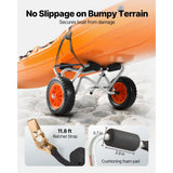 Darrahopens Outdoor Recreation > Boating > Canoes & Kayaks VEVOR Kayak Cart, 113.4 kg Load Capacity, Foldable Kayak Trolley with 25.4 cm Solid Rubber Tires & 1 Ratchet Strap, Paddle Board Trolley for Carrying Kayaks, Canoes, Paddleboards, Float Mats,Jon Boats