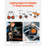 Darrahopens Outdoor Recreation > Boating > Canoes & Kayaks VEVOR Kayak Cart, 113.4 kg Load Capacity, Foldable Kayak Trolley with 25.4 cm Solid Rubber Tires & 1 Ratchet Strap, Paddle Board Trolley for Carrying Kayaks, Canoes, Paddleboards, Float Mats,Jon Boats