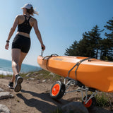 Darrahopens Outdoor Recreation > Boating > Canoes & Kayaks VEVOR Kayak Cart, 113.4 kg Load Capacity, Foldable Kayak Trolley with 25.4 cm Solid Rubber Tires & 1 Ratchet Strap, Paddle Board Trolley for Carrying Kayaks, Canoes, Paddleboards, Float Mats,Jon Boats