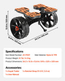 Darrahopens Outdoor Recreation > Boating > Canoes & Kayaks VEVOR Kayak Cart, 136.1 kg Load Capacity, Foldable Kayak Trolley with 25.4 cm Solid Rubber Tires & 1 Ratchet Strap, Paddle Board Trolley for Carrying Kayaks, Canoes, Paddleboards, Float Mats,Jon Boats