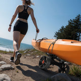 Darrahopens Outdoor Recreation > Boating > Canoes & Kayaks VEVOR Kayak Cart, 136.1 kg Load Capacity, Foldable Kayak Trolley with 25.4 cm Solid Rubber Tires & 1 Ratchet Strap, Paddle Board Trolley for Carrying Kayaks, Canoes, Paddleboards, Float Mats,Jon Boats