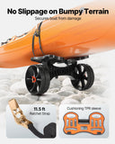 Darrahopens Outdoor Recreation > Boating > Canoes & Kayaks VEVOR Kayak Cart, 136.1 kg Load Capacity, Foldable Kayak Trolley with 25.4 cm Solid Rubber Tires & 1 Ratchet Strap, Paddle Board Trolley for Carrying Kayaks, Canoes, Paddleboards, Float Mats,Jon Boats