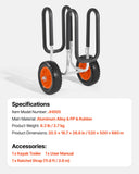 Darrahopens Outdoor Recreation > Boating > Canoes & Kayaks VEVOR Kayak Cart, 68.0 kg Load Capacity, Stand Up Paddle Board Trolley with 25.4 cm Solid Rubber Tires & Kickstands, Paddle Board Carrier with Ratchet Strap for Paddleboard & Surfboard Transport